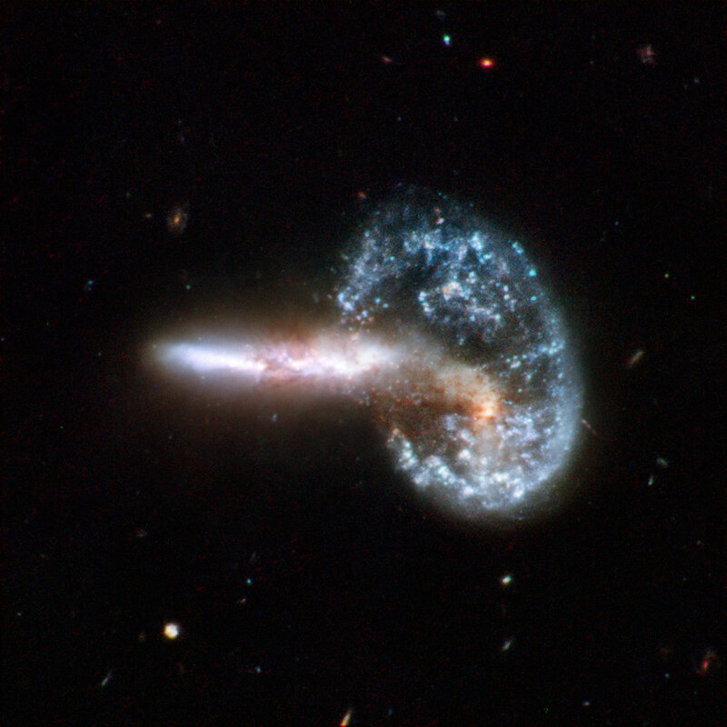 Galaxy collision in deep space