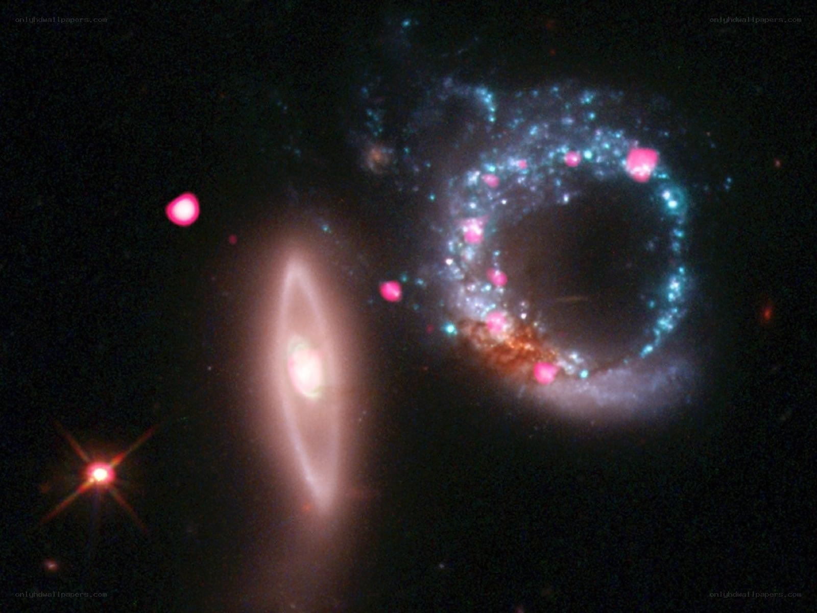 Galaxy collision in deep space