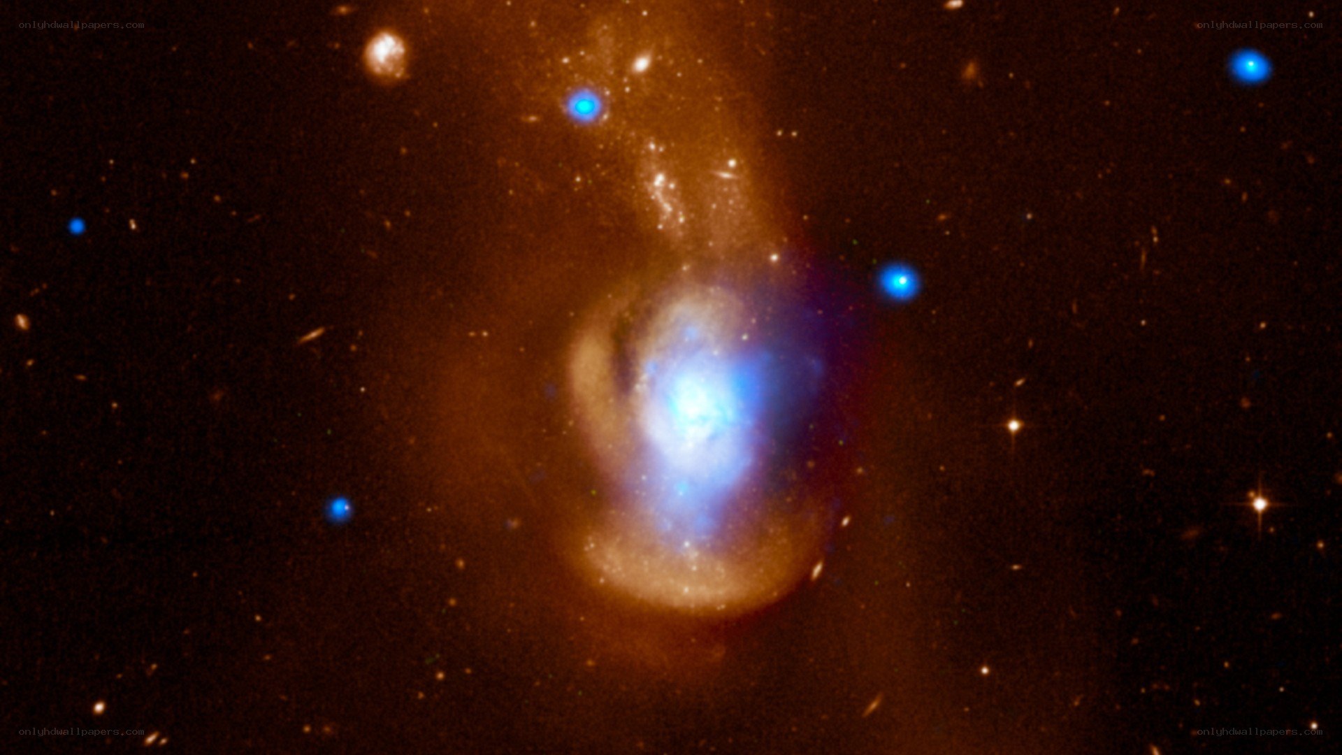 Galaxy collision in deep space