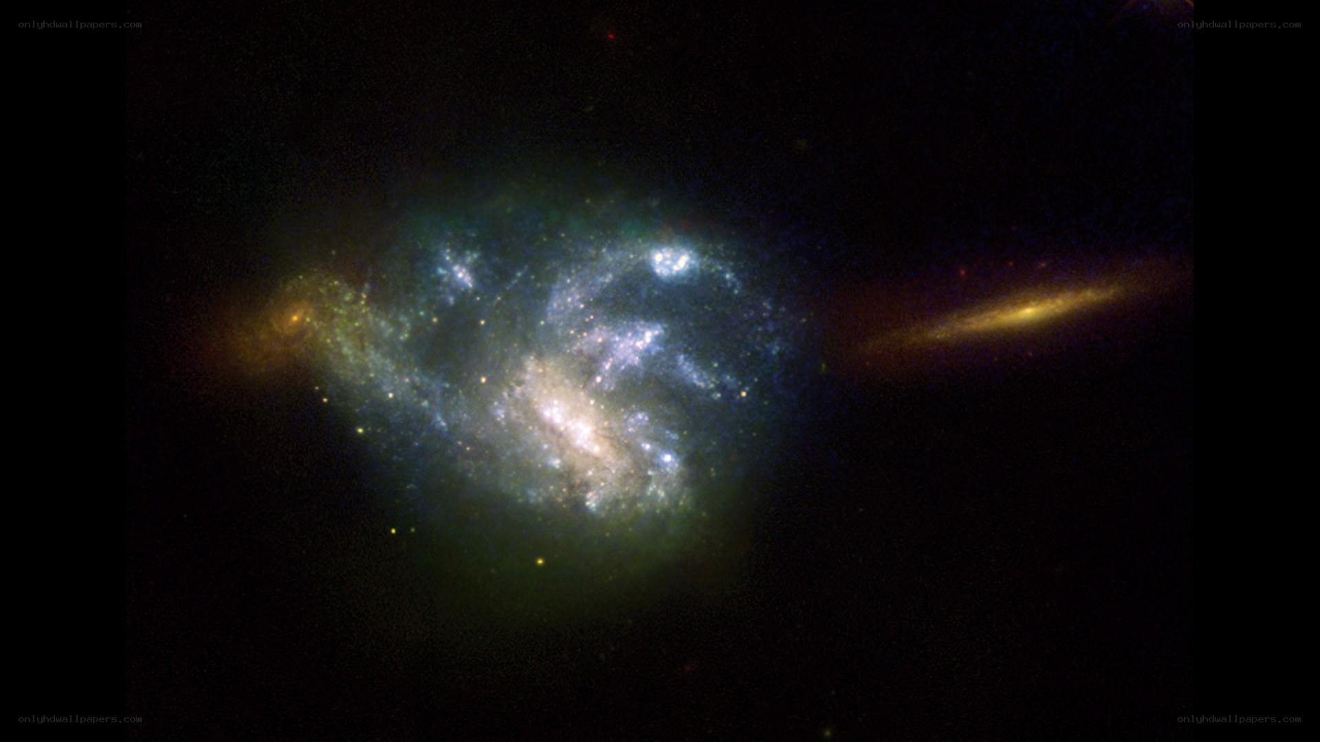Galaxy collision in deep space