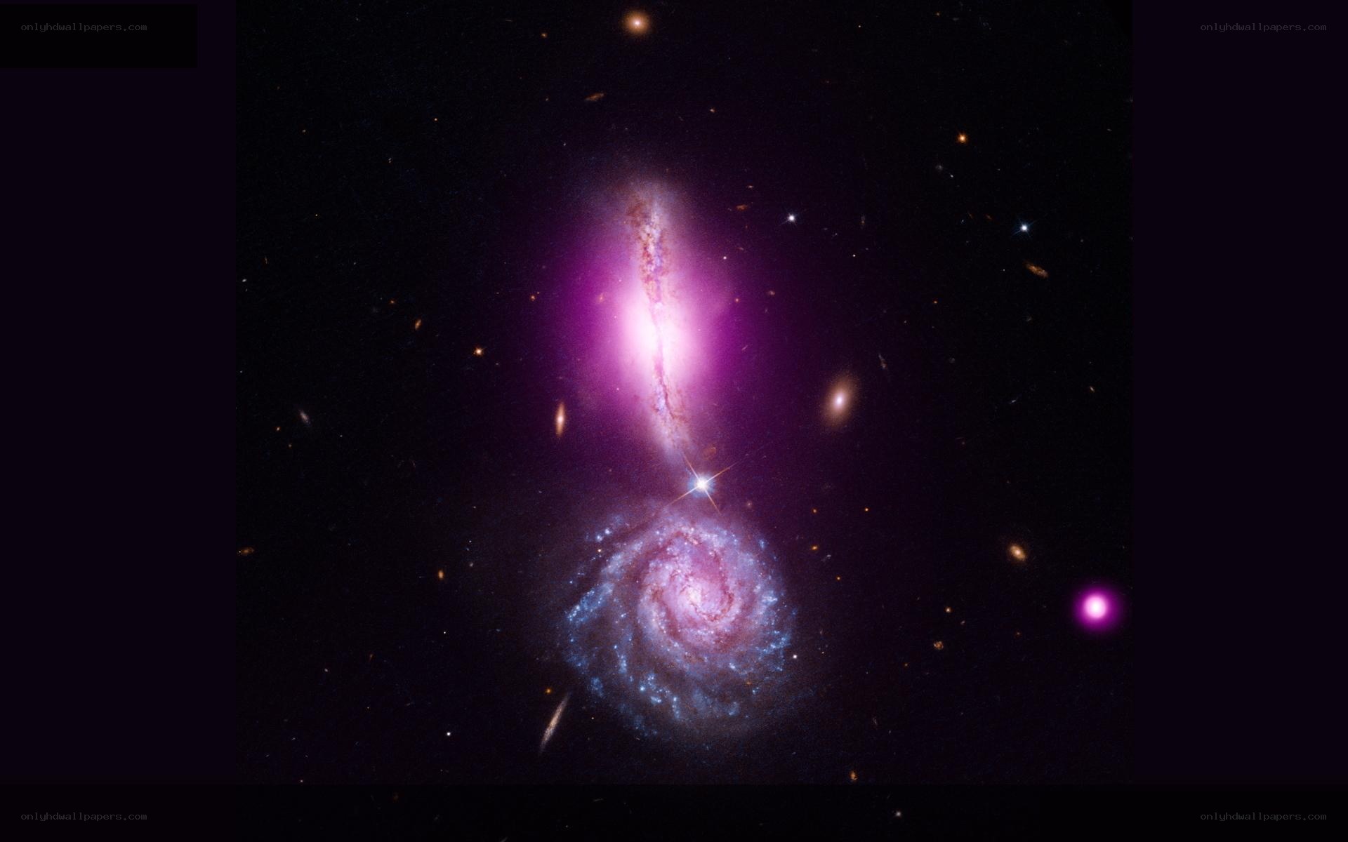 Galaxy collision in deep space