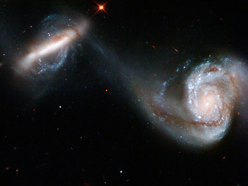 Galaxy collision in deep space