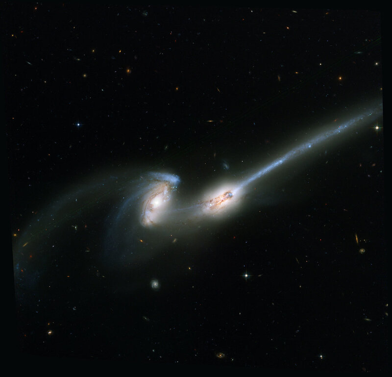 Galaxy collision in deep space