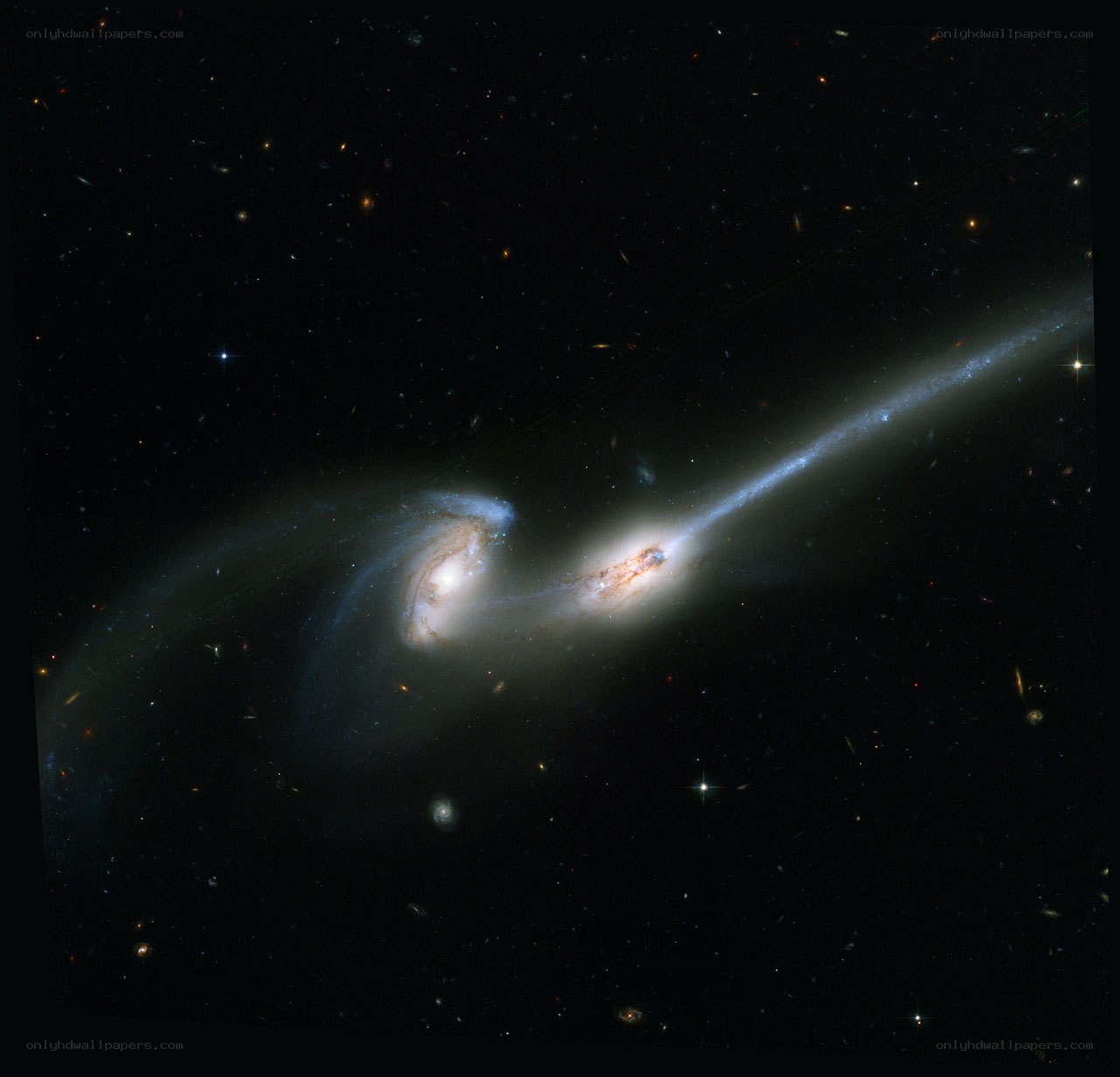 Galaxy collision in deep space
