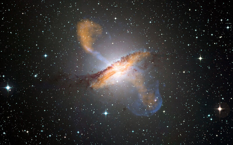 Galaxy collision in deep space