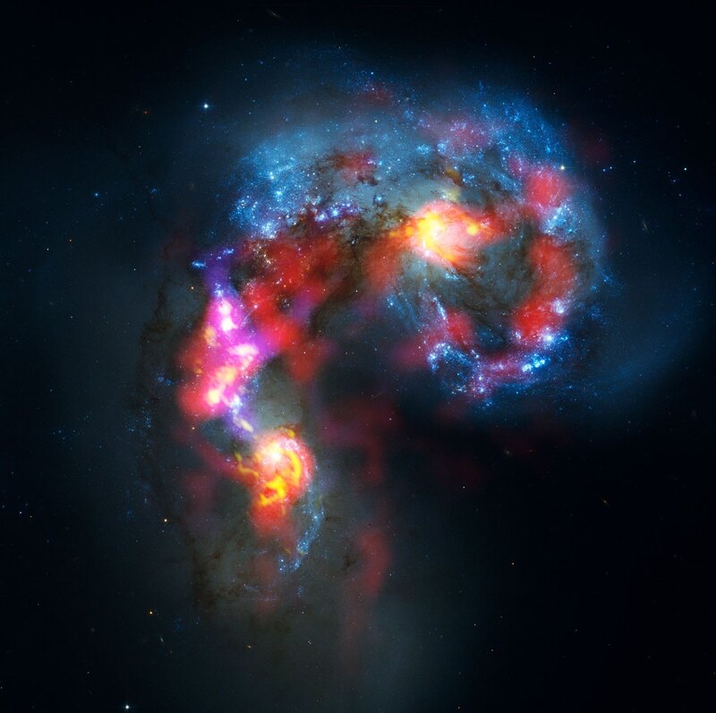 Galaxy collision in deep space