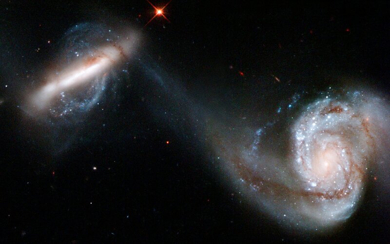 Galaxy collision in deep space