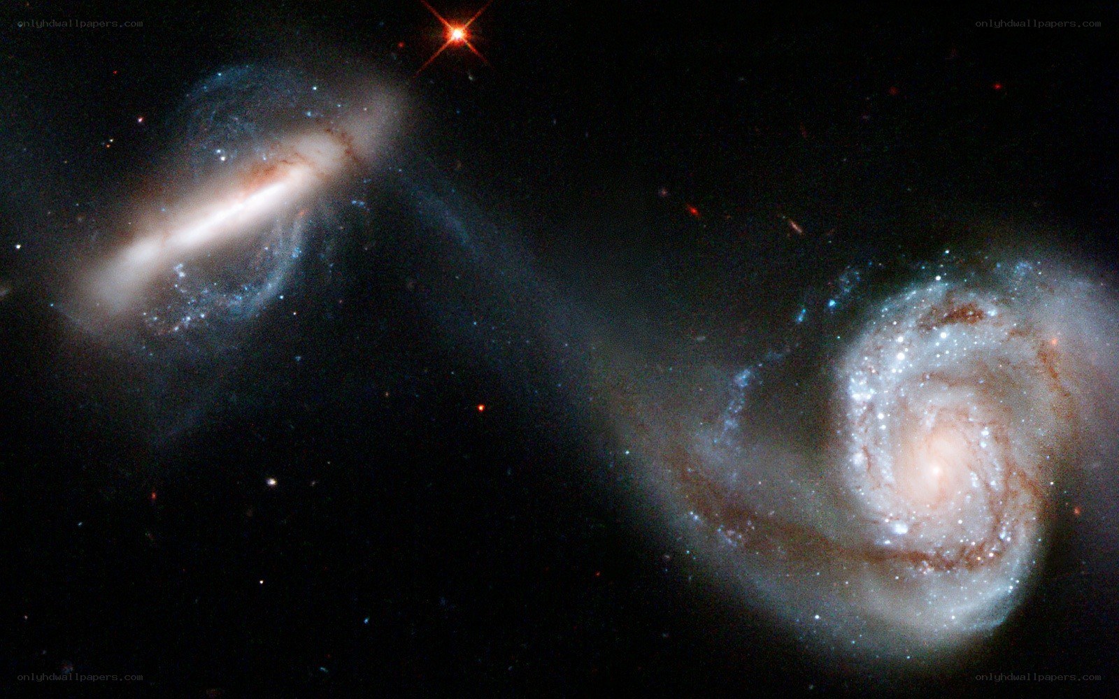 Galaxy collision in deep space