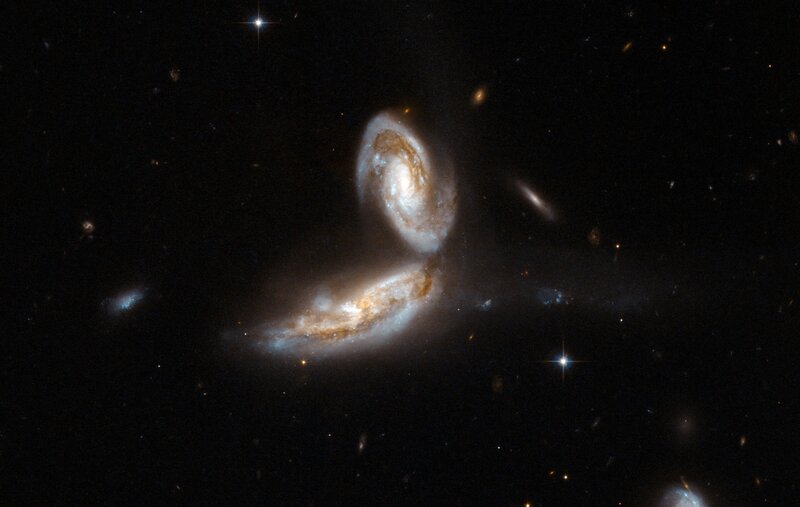 Galaxy collision in deep space