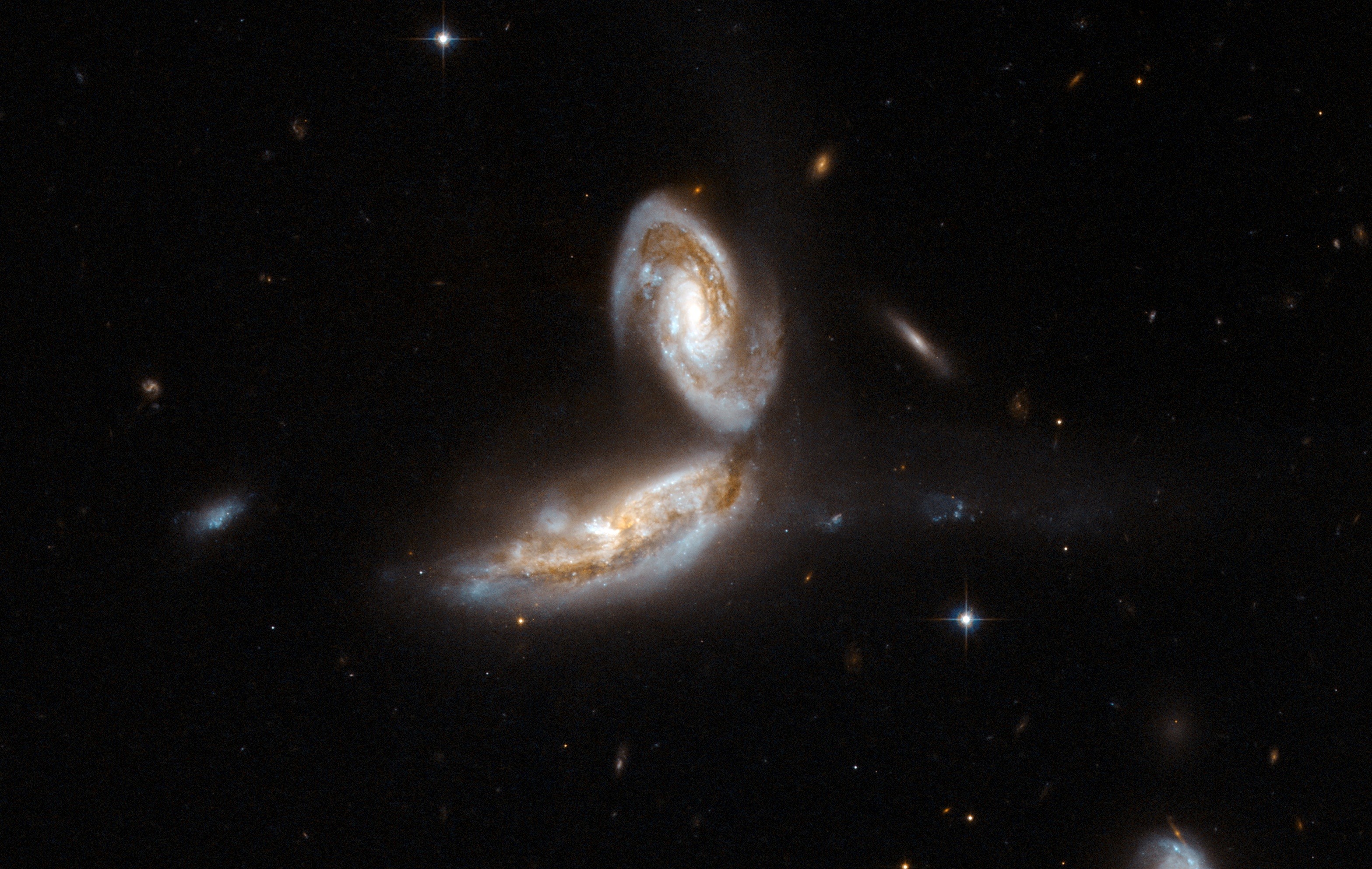 Galaxy collision in deep space
