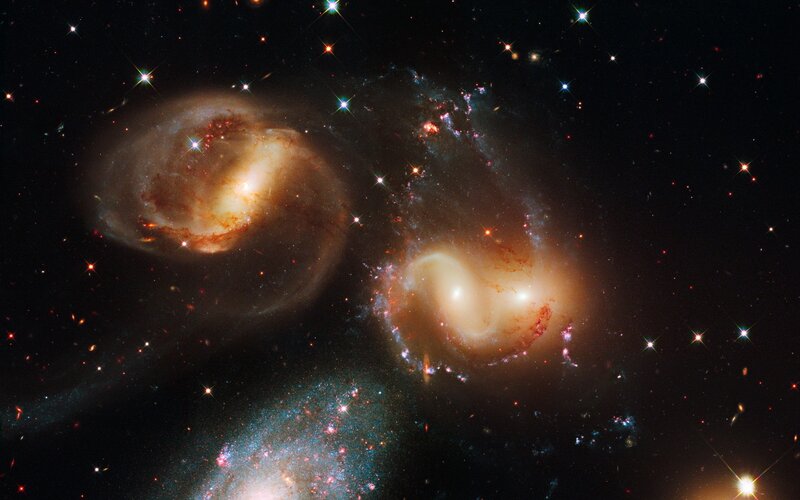 Galaxy collision in deep space