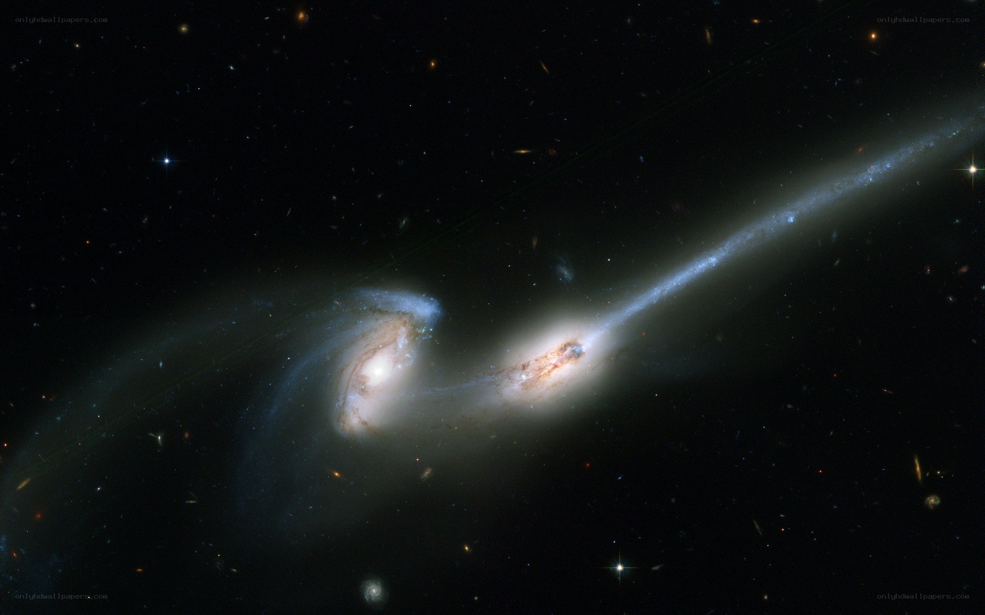 Galaxy collision in deep space