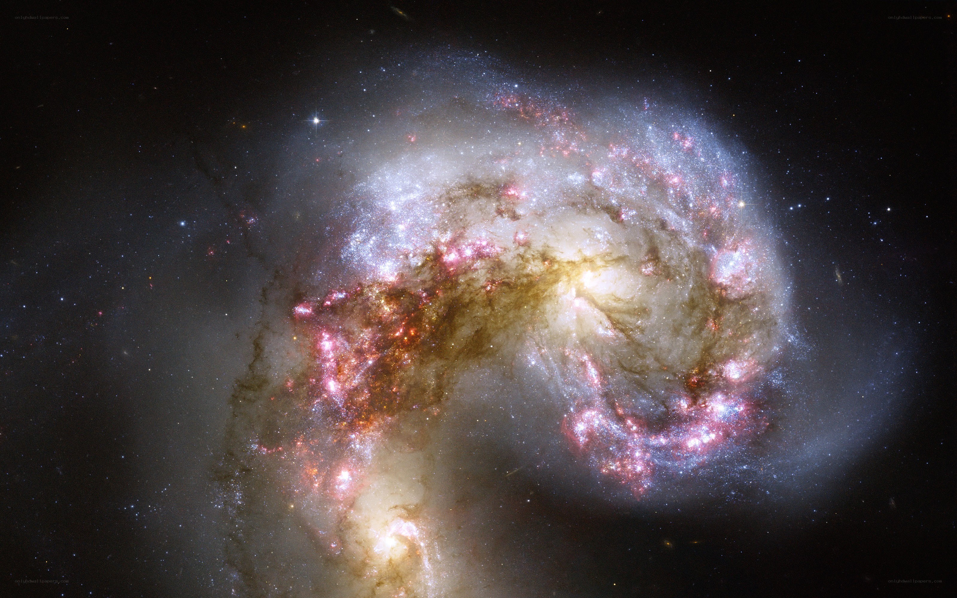 Galaxy collision in deep space