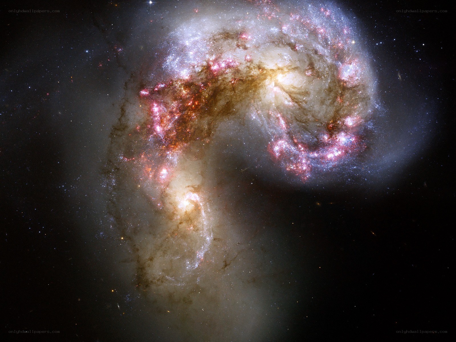 Galaxy collision in deep space