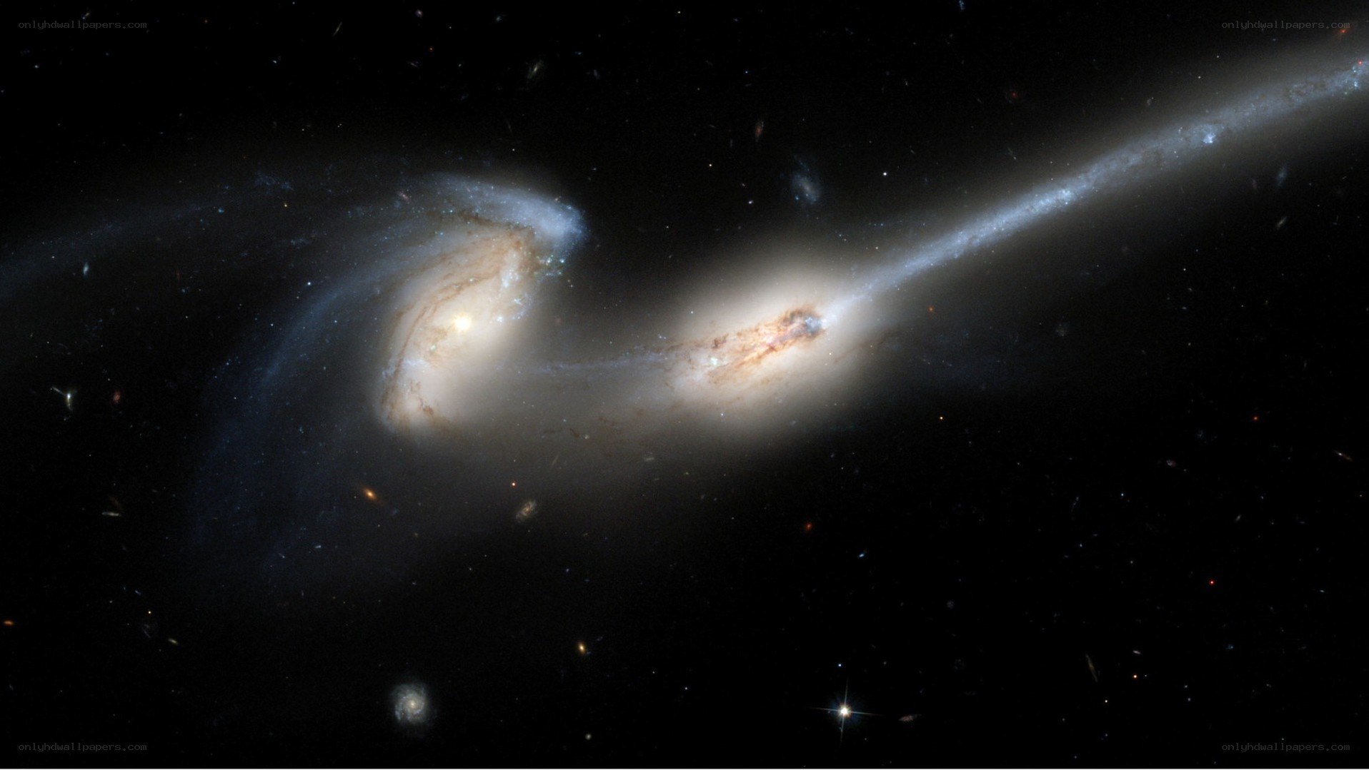 Galaxy collision in deep space