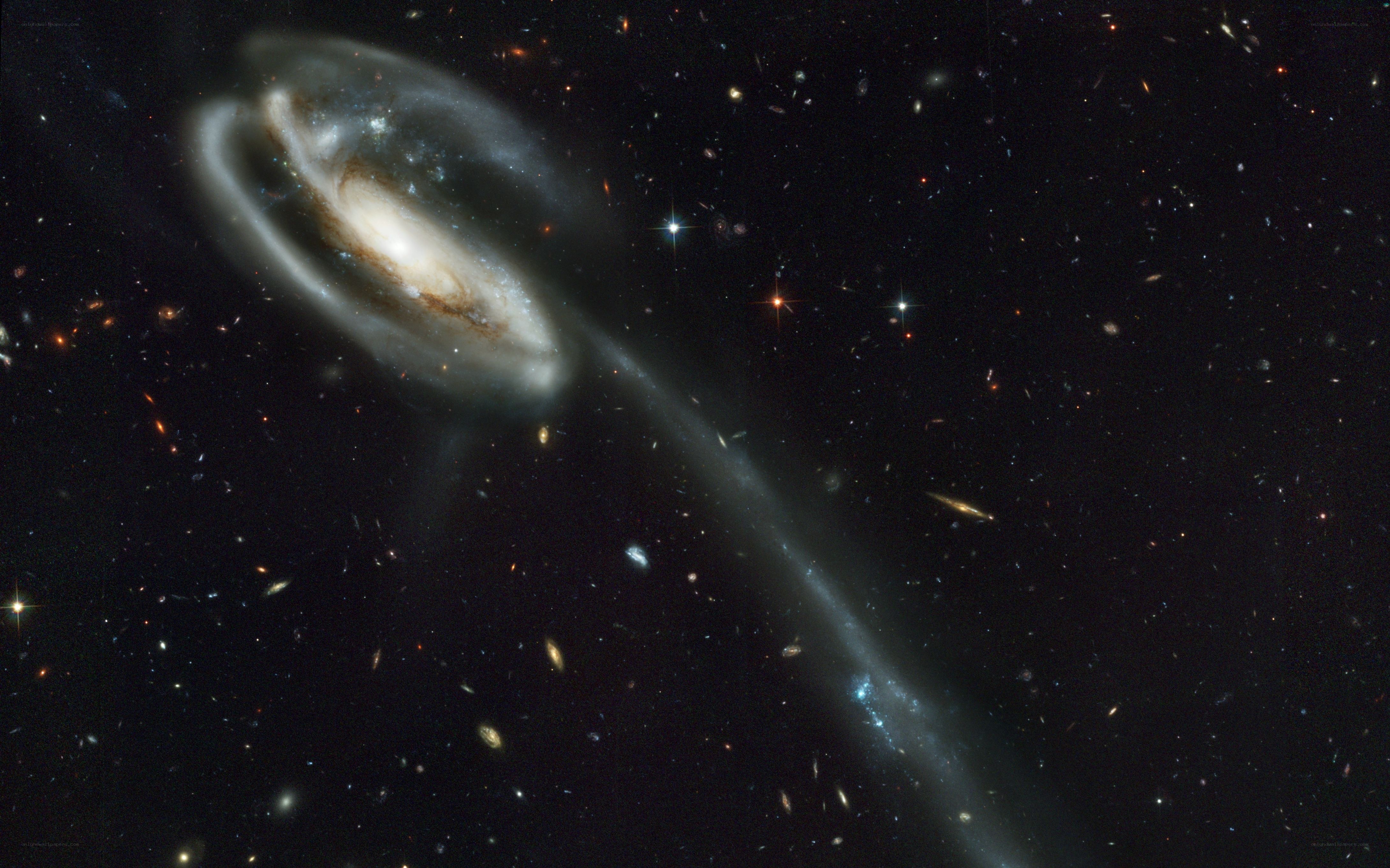 Galaxy collision in deep space