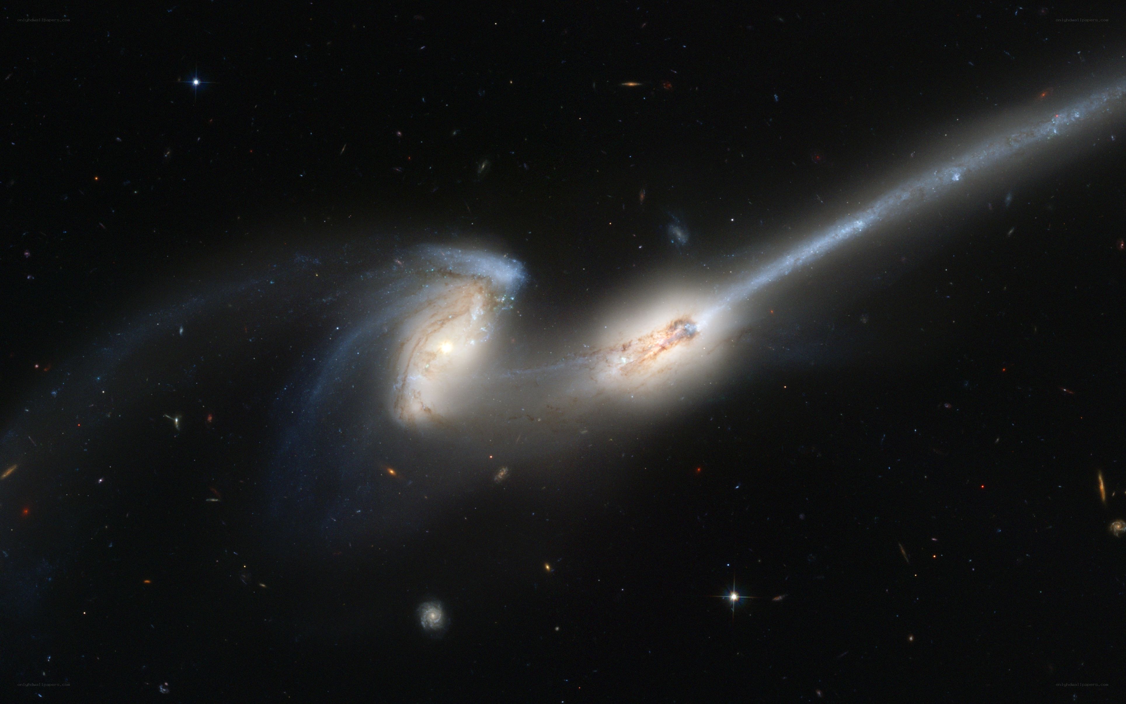 Galaxy collision in deep space