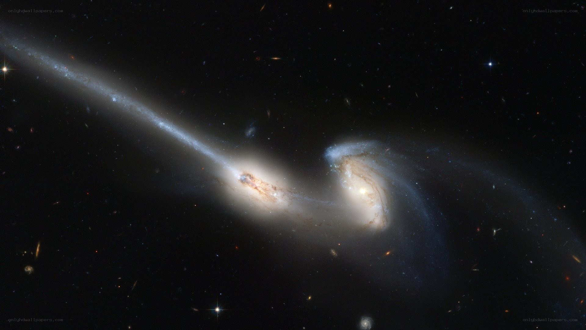 Galaxy collision in deep space