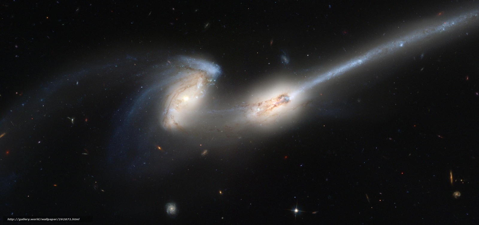 Galaxy collision in deep space