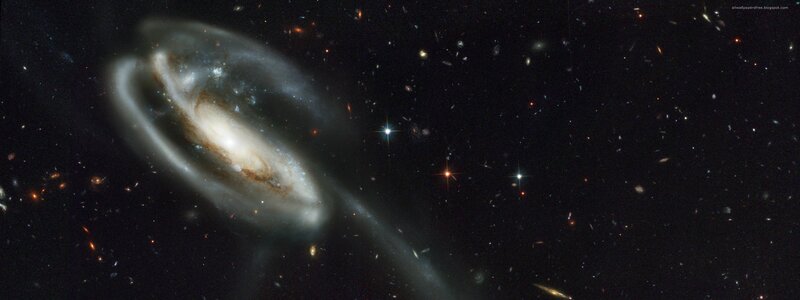 Galaxy collision in deep space