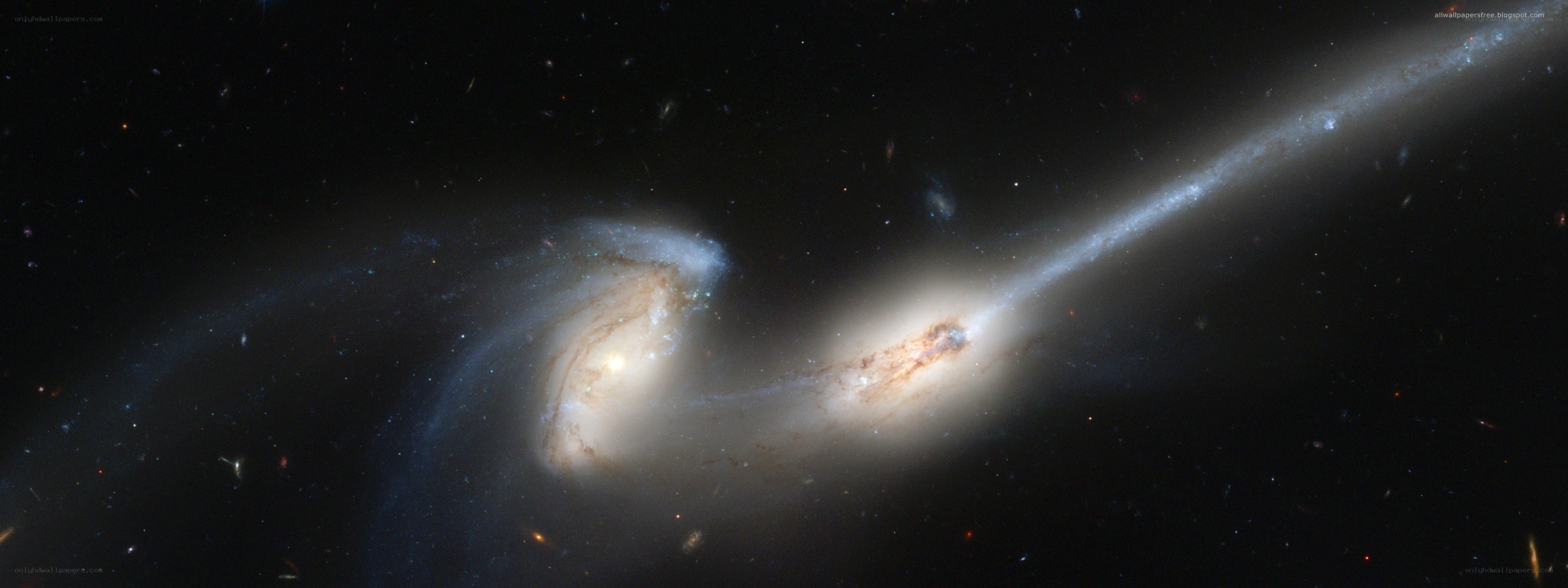 Galaxy collision in deep space