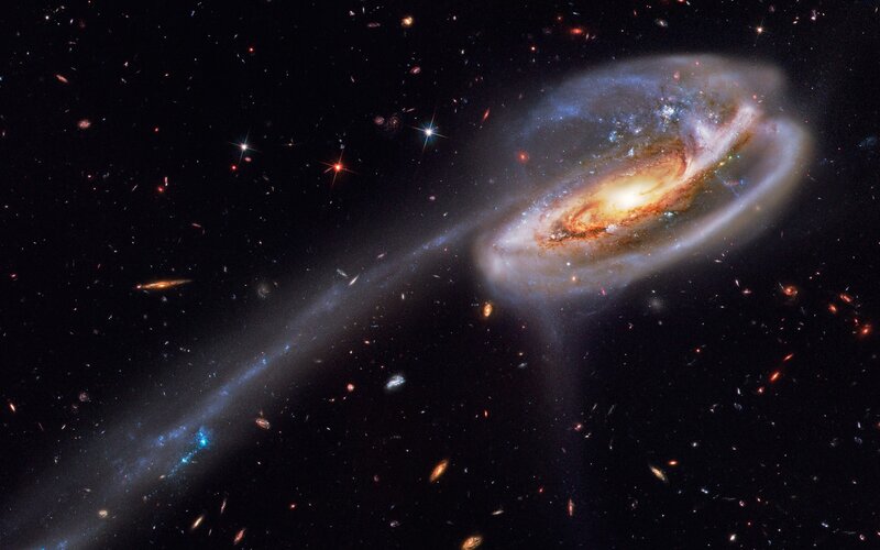 Galaxy collision in deep space