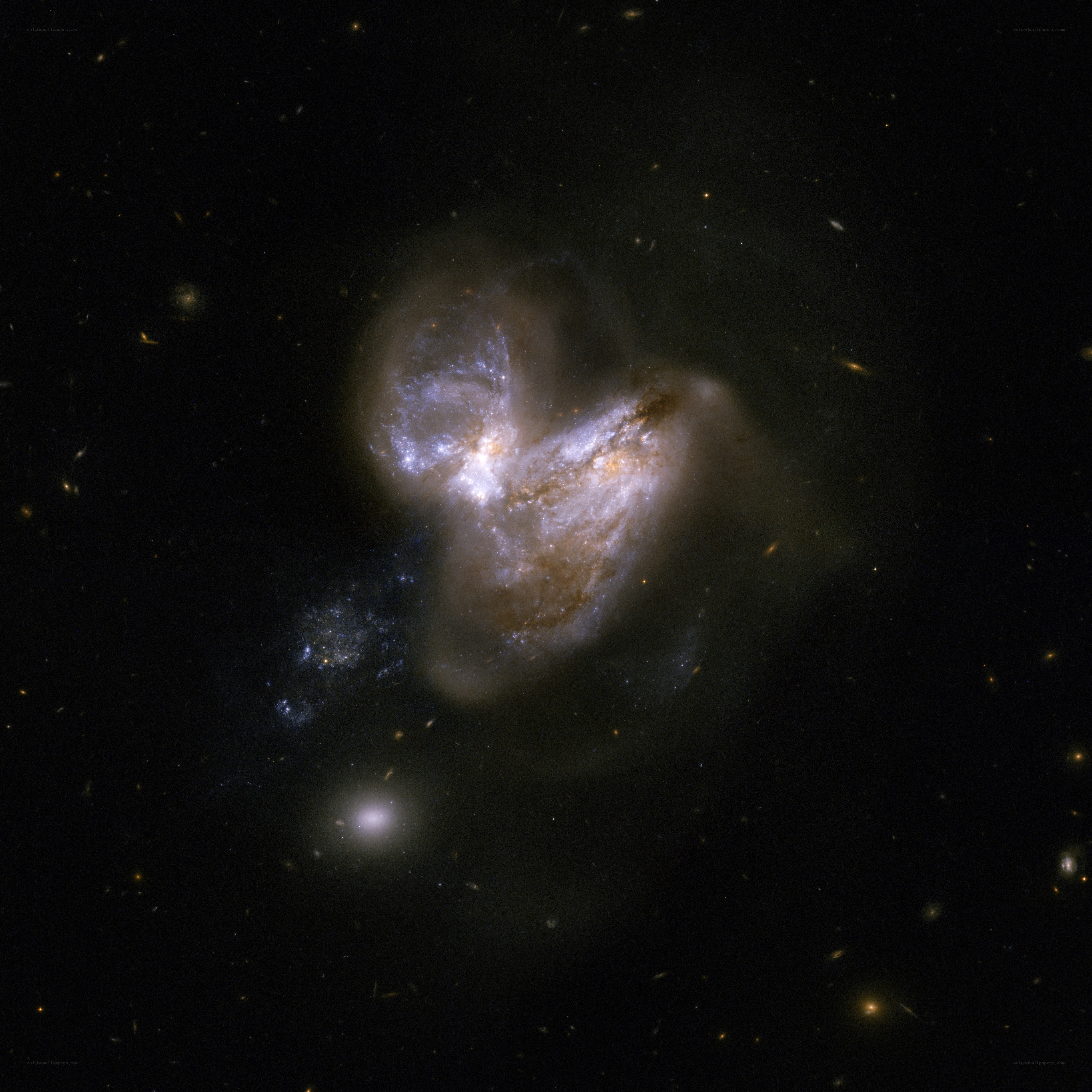 Galaxy collision in deep space