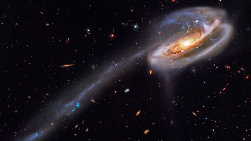 Galaxy collision in deep space