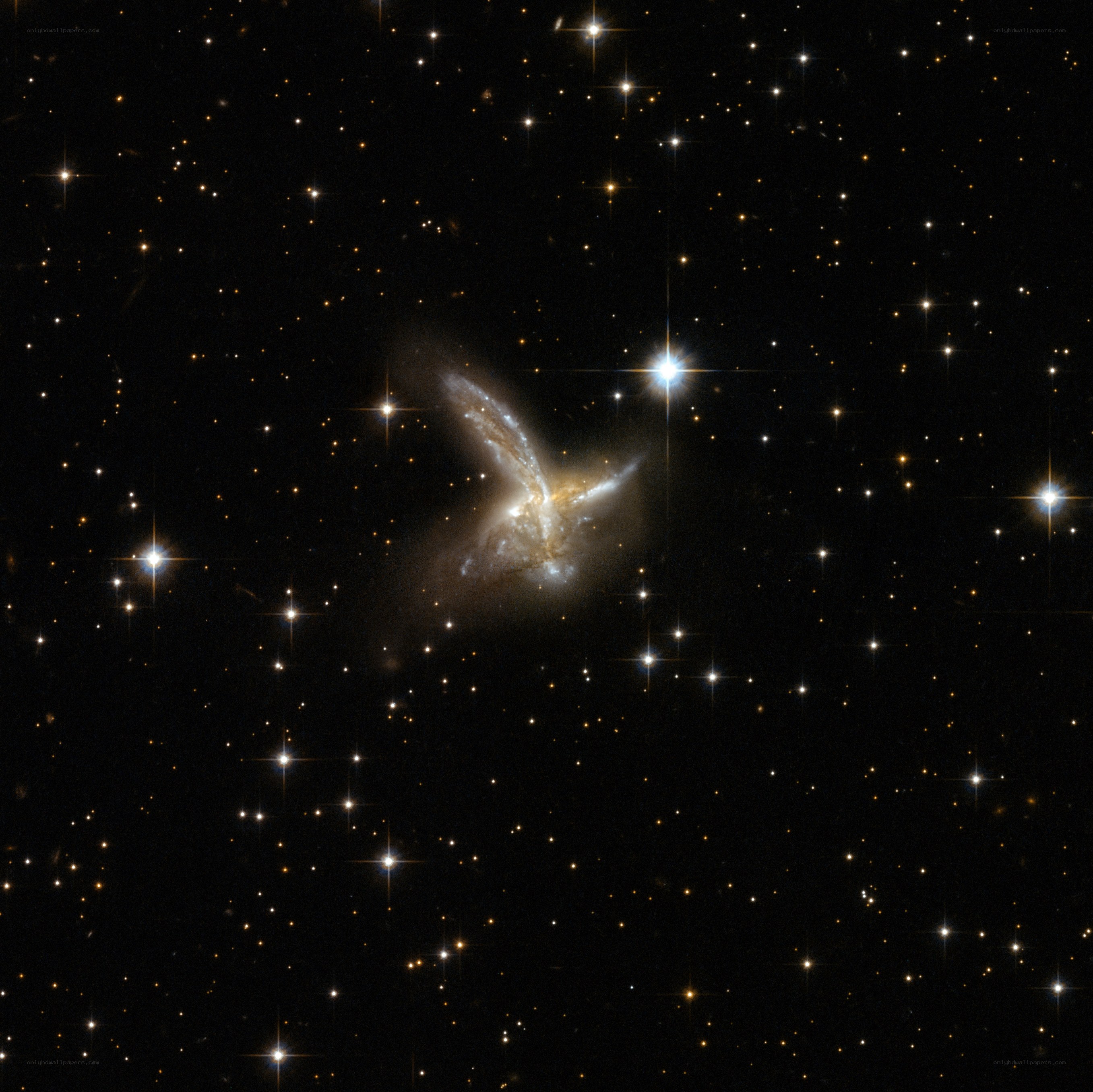 Galaxy collision in deep space