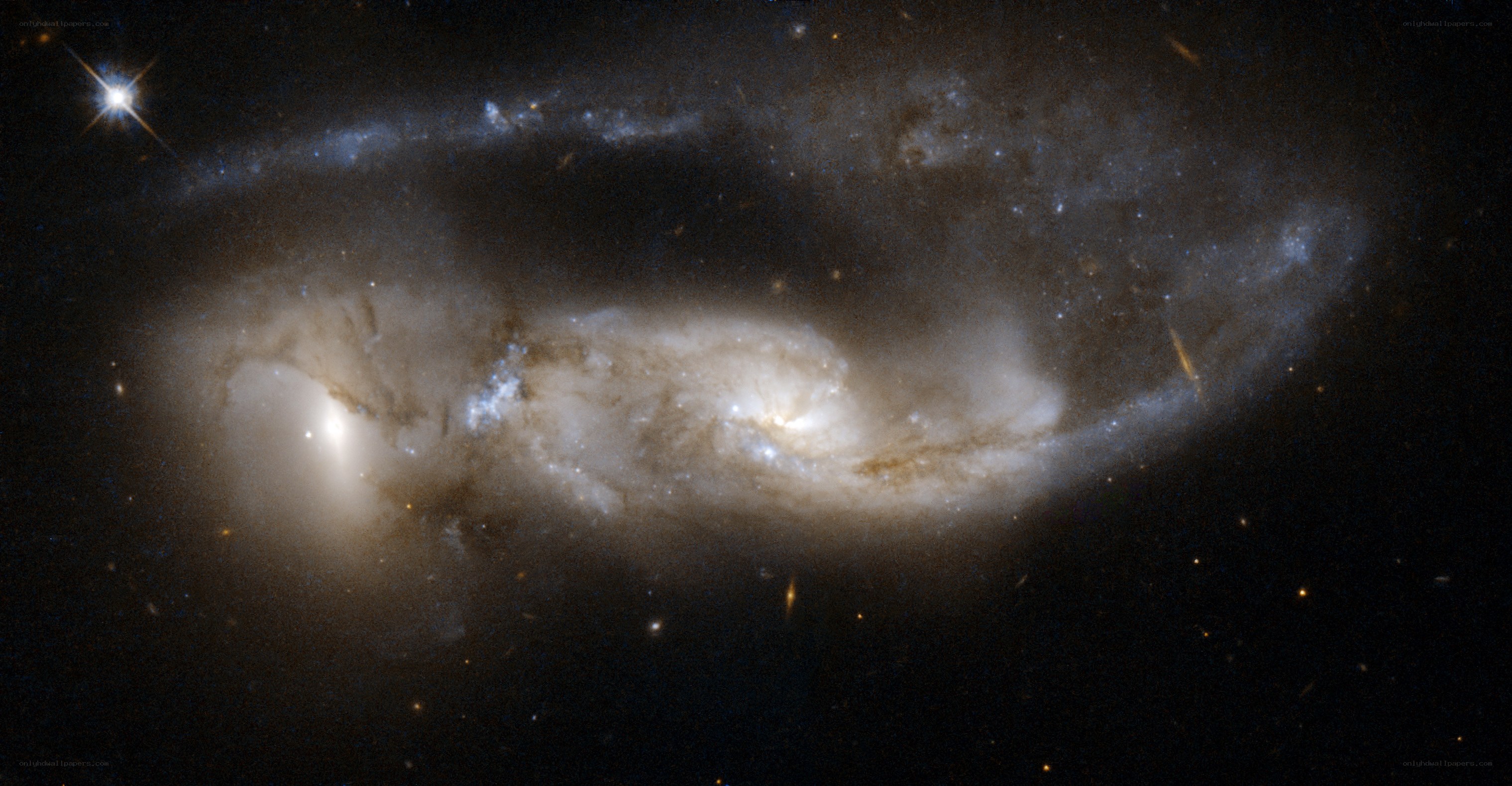Galaxy collision in deep space