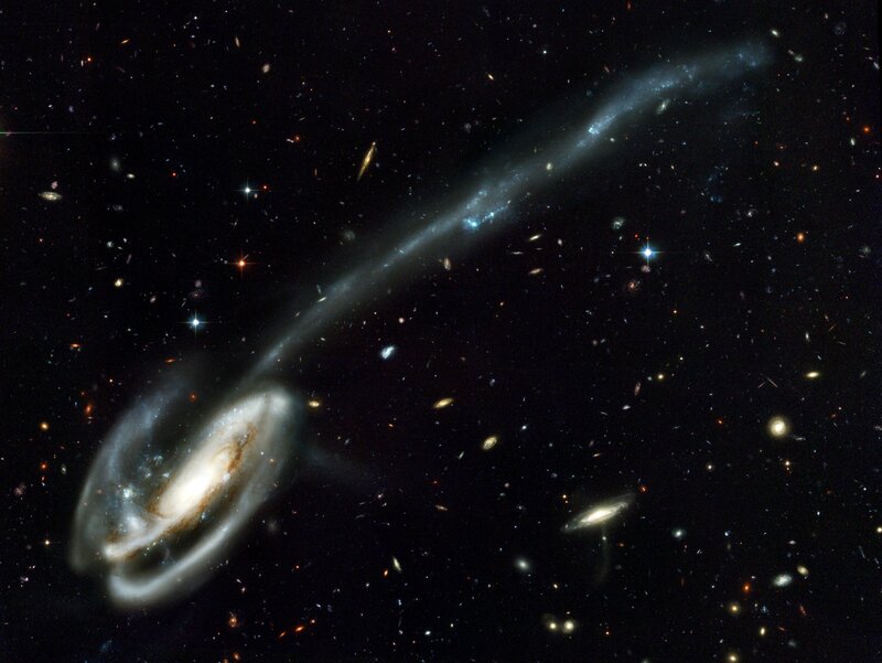 Galaxy collision in deep space