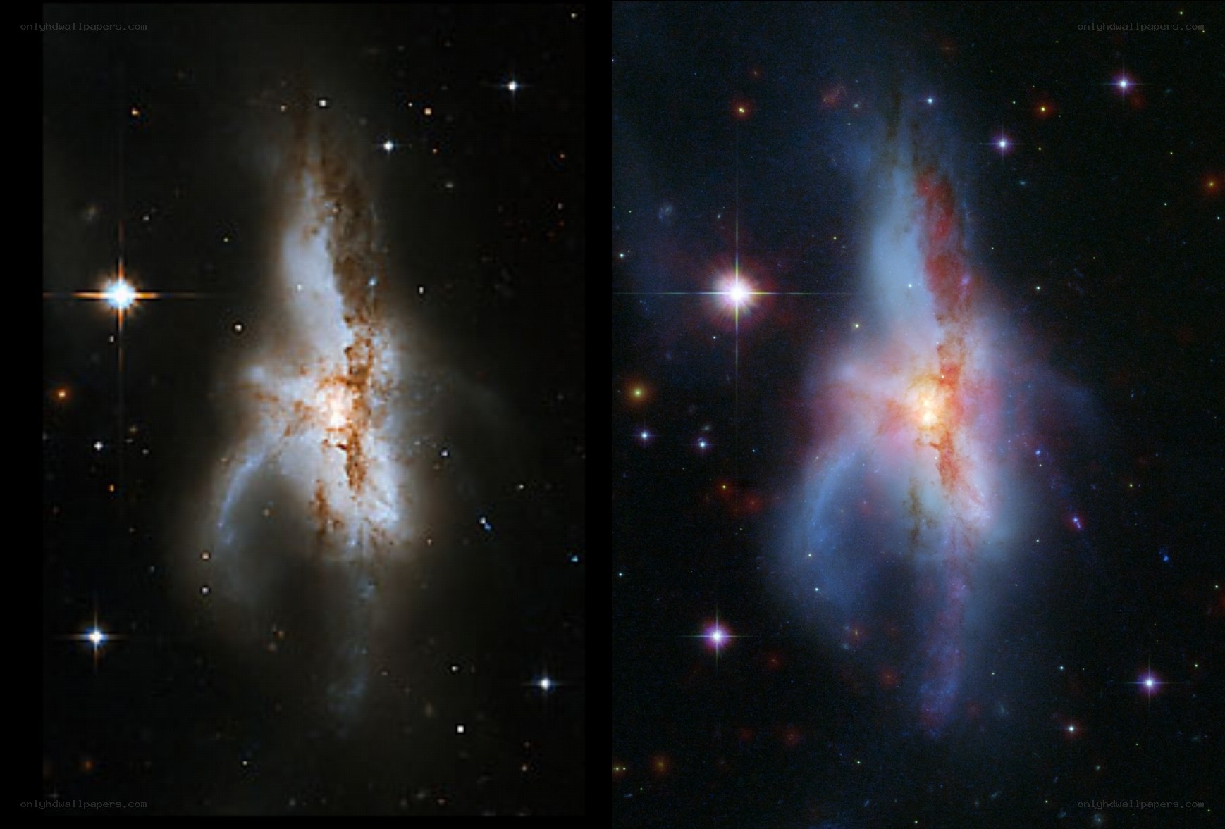Galaxy collision in space