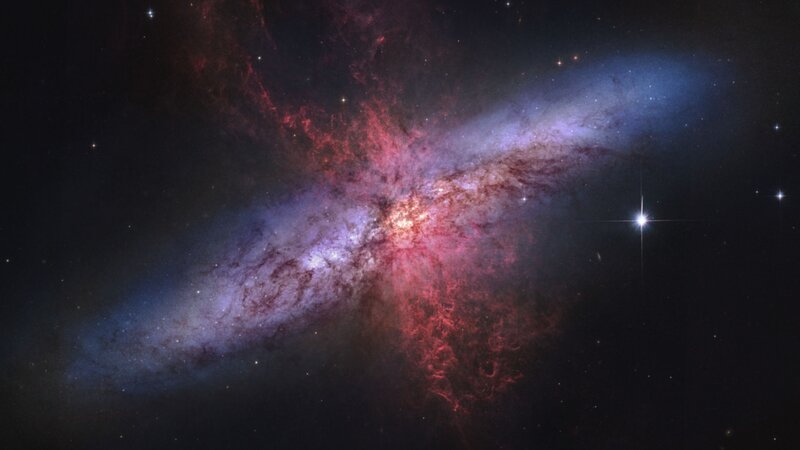 Galaxy Collision — Red, Dramatic