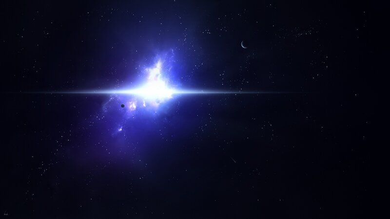 Galaxy Explosion in Space — Blue