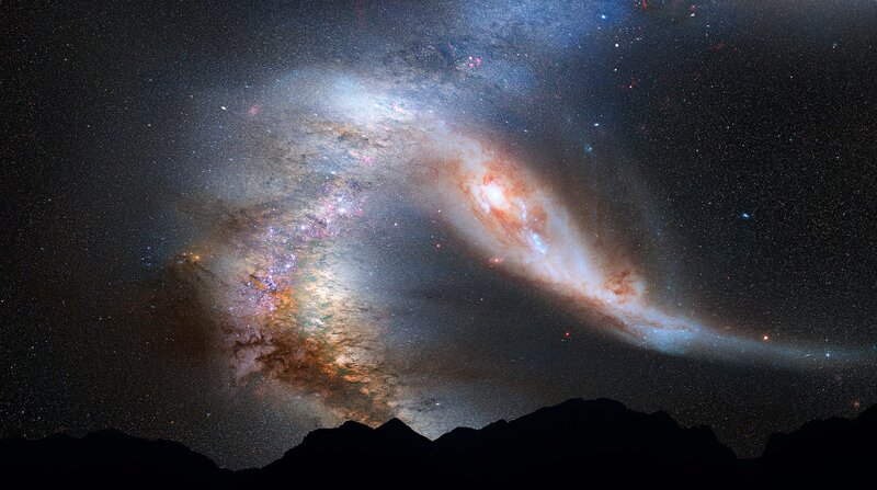 Galaxy in Night Sky — Black, Dramatic, Photograph