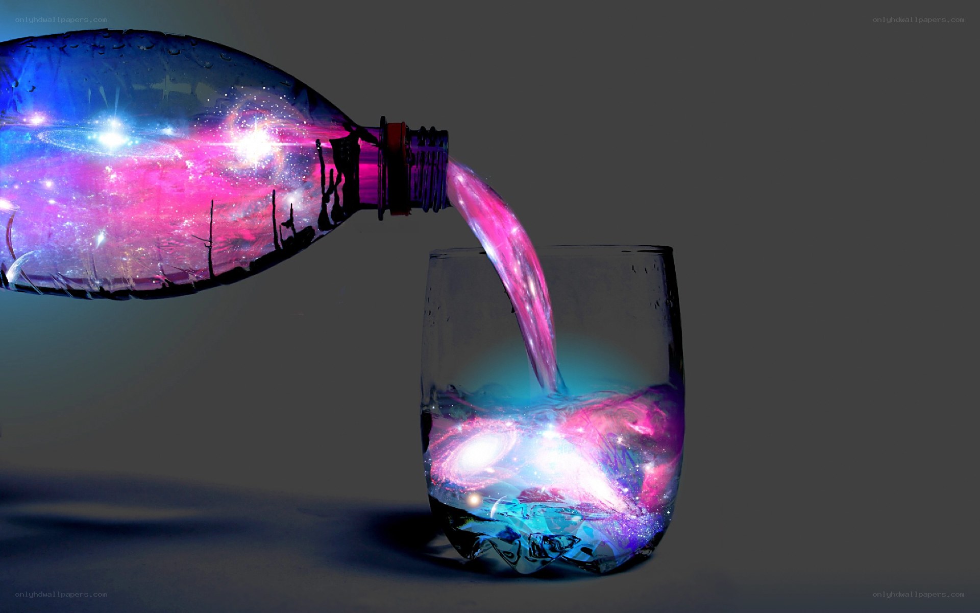Galaxy liquid pouring