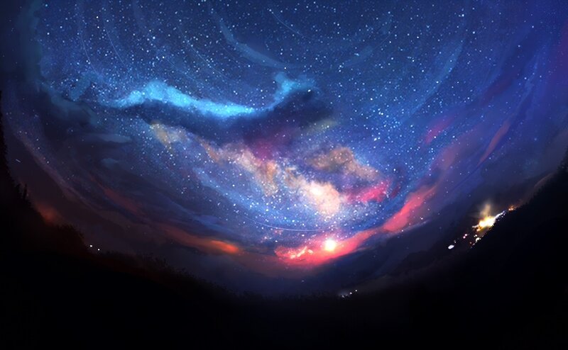 Galaxy over Hills