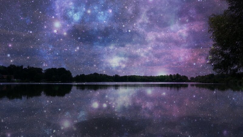 Galaxy over Lake — Purple