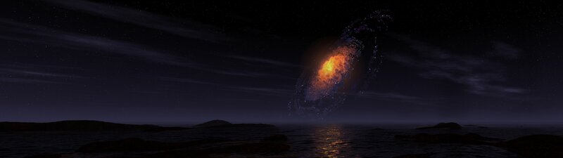 Galaxy over Ocean — Black, Dramatic