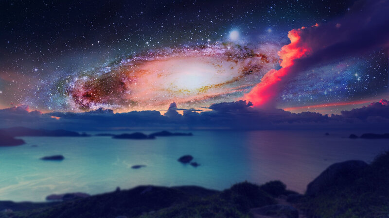 Galaxy over Ocean — Blue