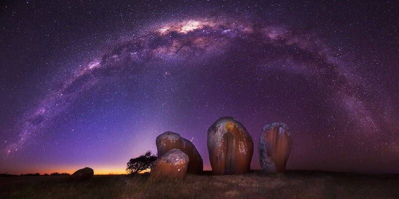 Galaxy over Rock Formations