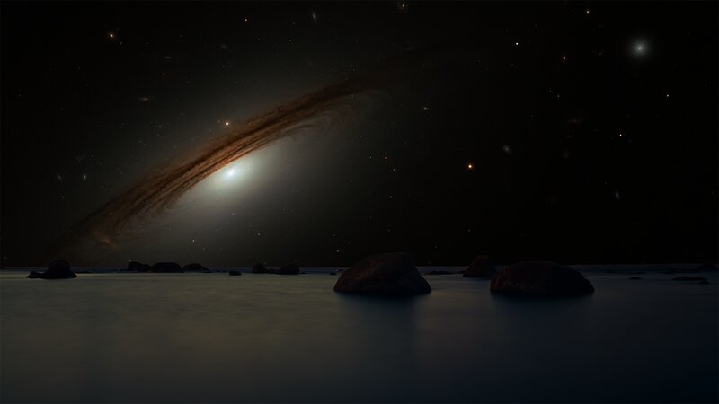Galaxy over Rocky Shore