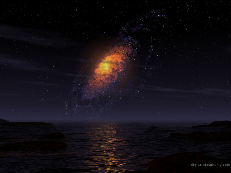 Galaxy over the ocean