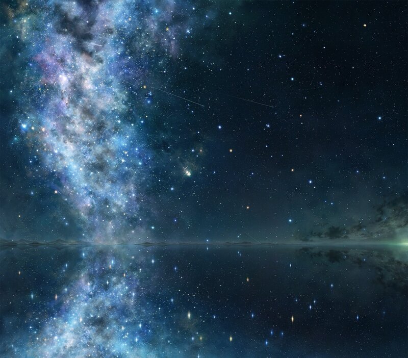 Galaxy over Water — Blue, Serene