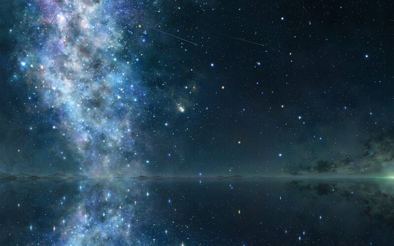 Galaxy over Water — Blue