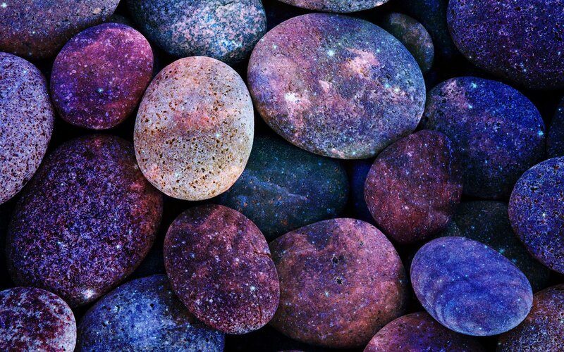 Galaxy-patterned Pebbles