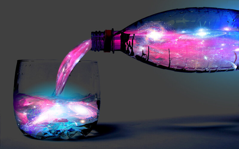 galaxy pouring into glass
