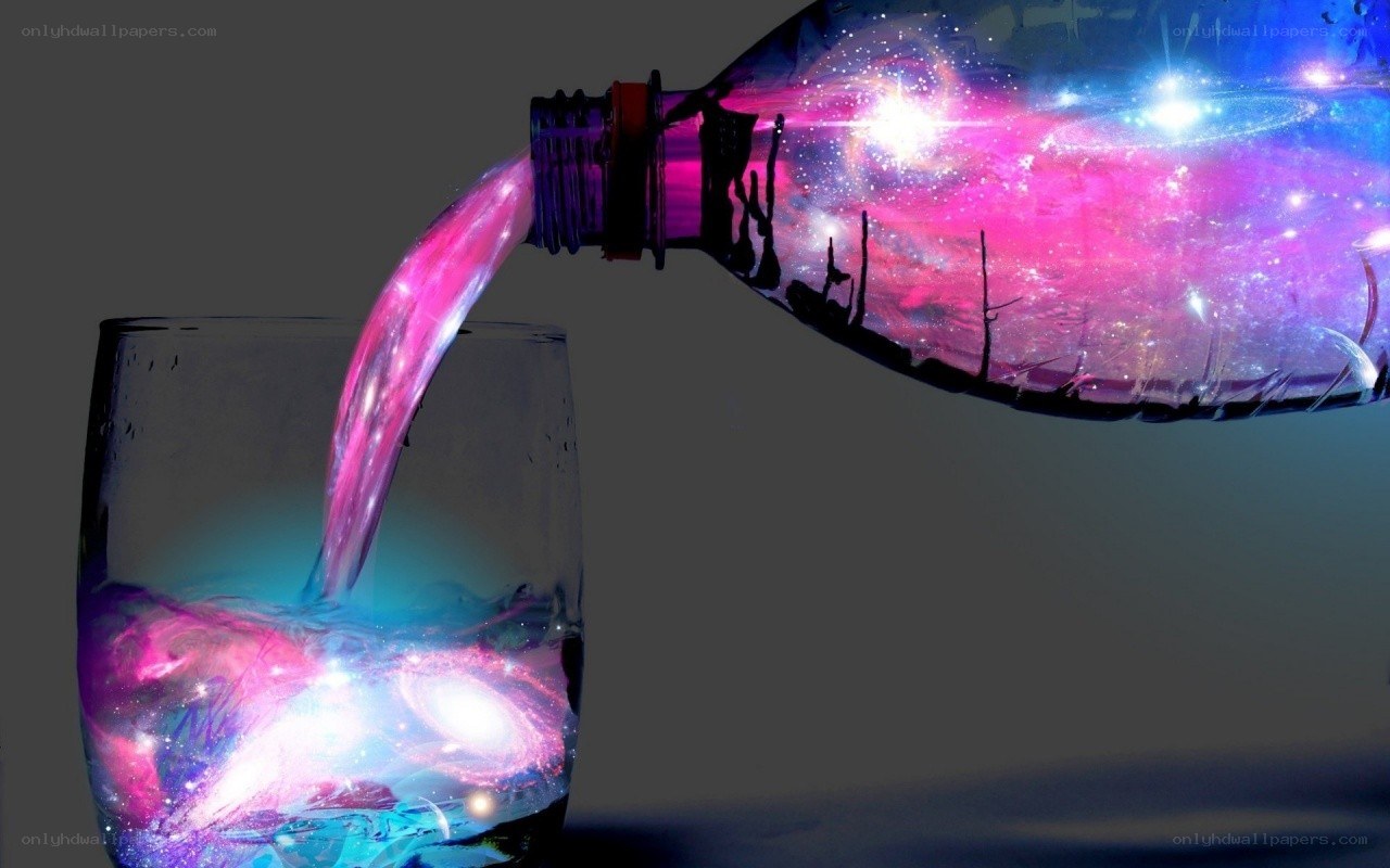 galaxy pouring into glass