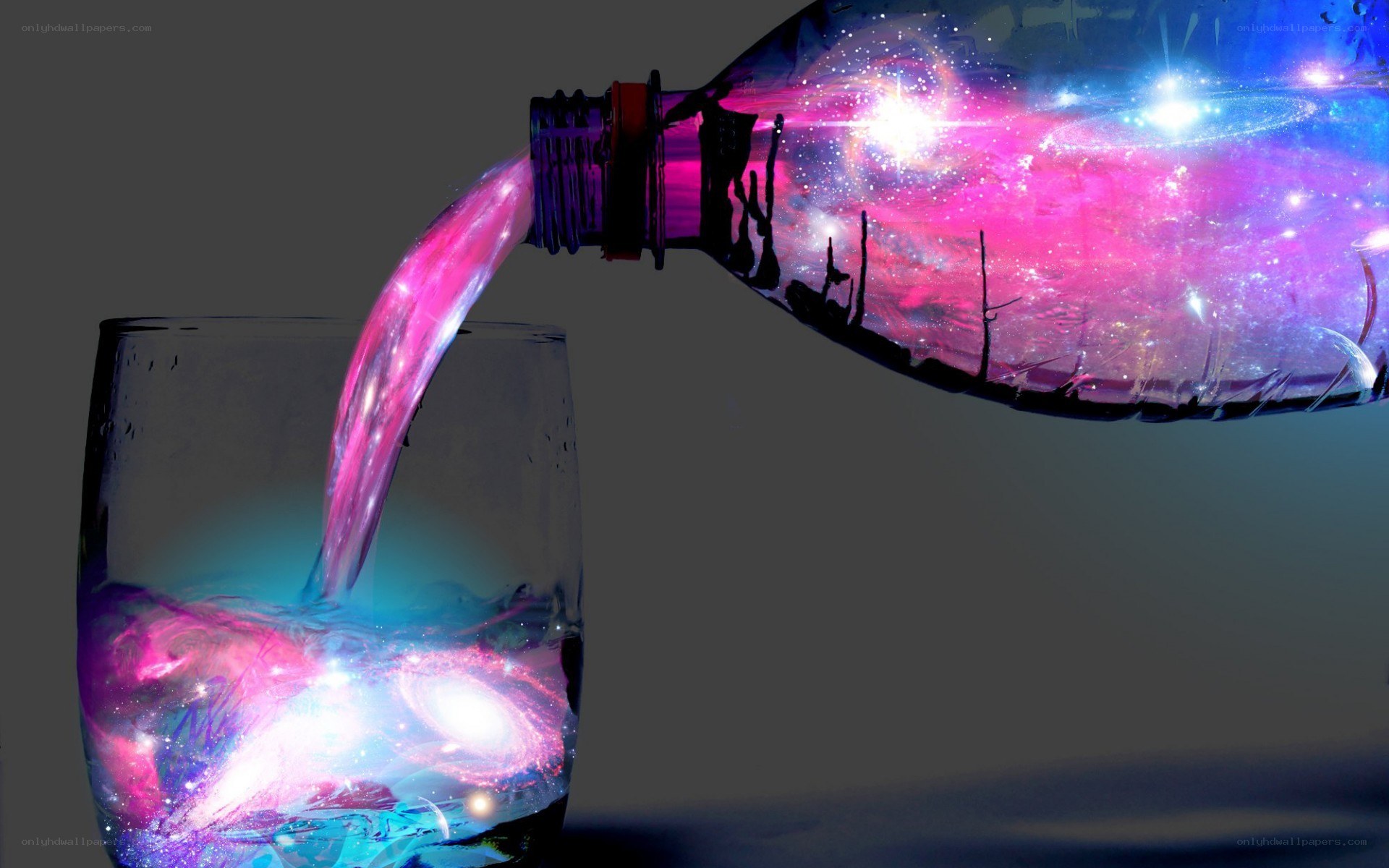 galaxy pouring into glass