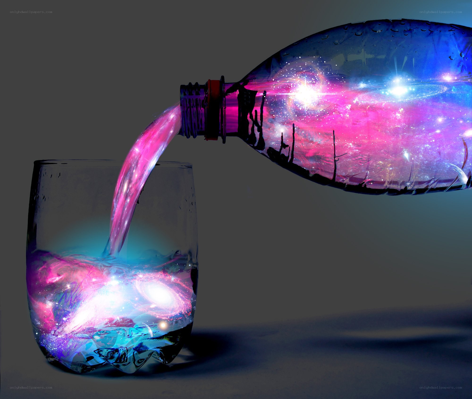galaxy pouring into glass